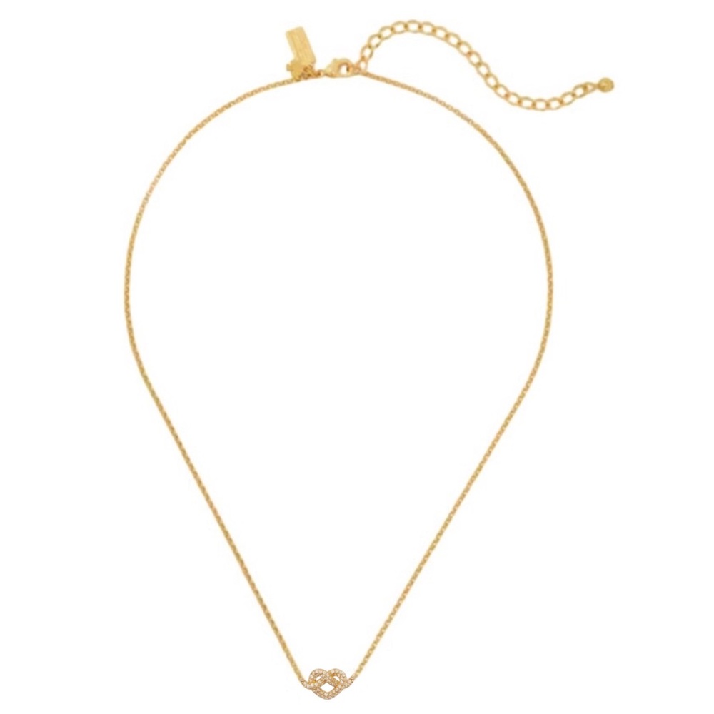 KATE SPADE • Crystal Loves Me Knot Gold Necklace - Picture 3 of 5